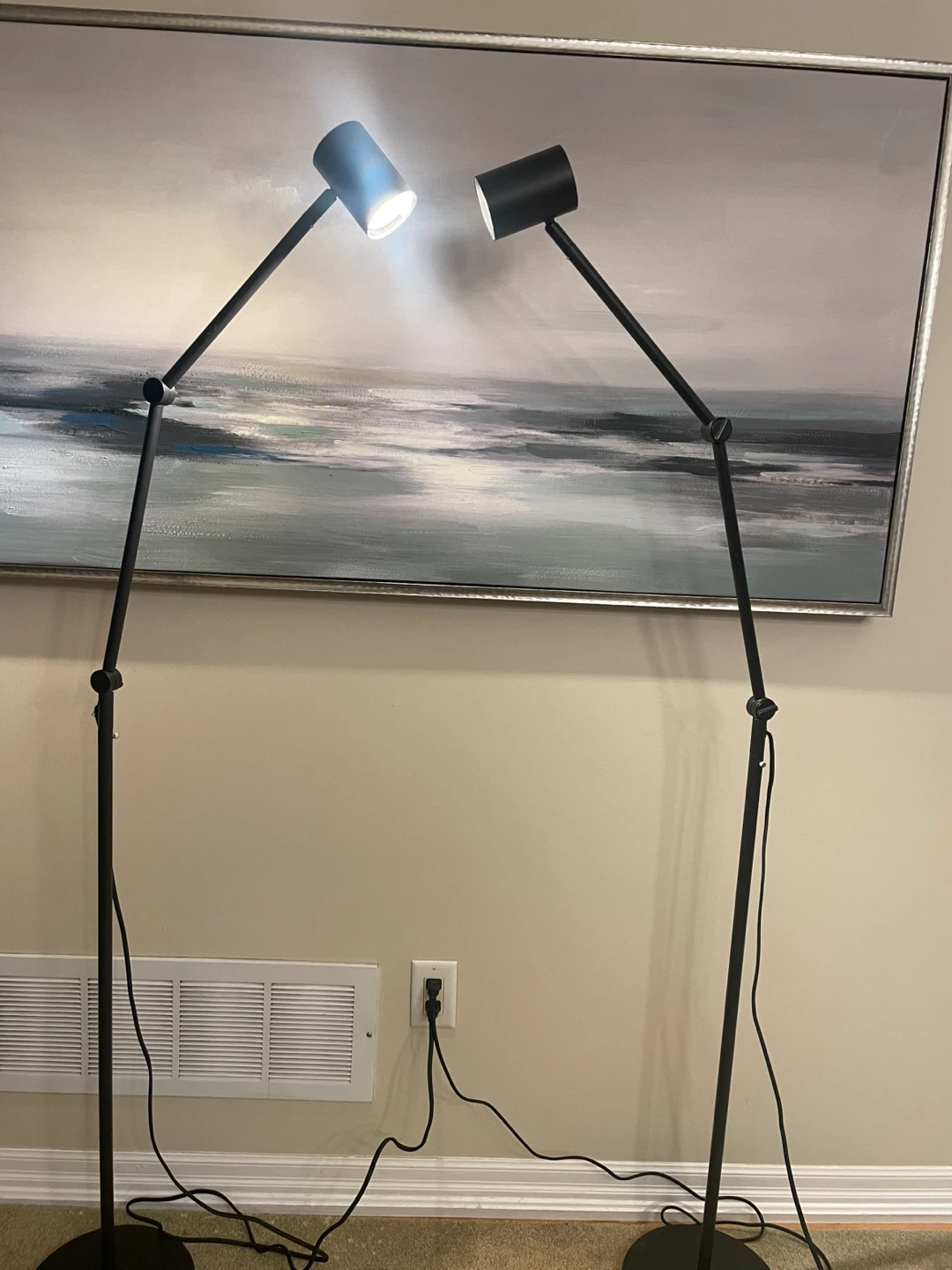 Adjustable Black Floor Lamps - Pair