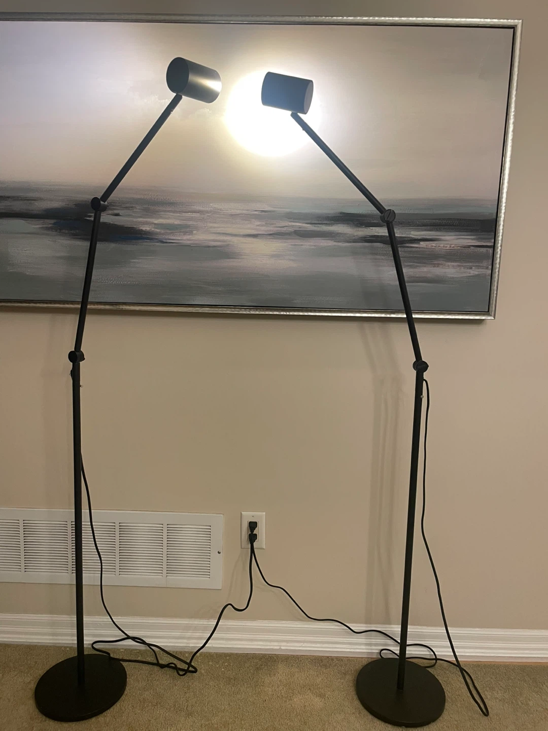 Adjustable Black Floor Lamps - Pair - photo 3