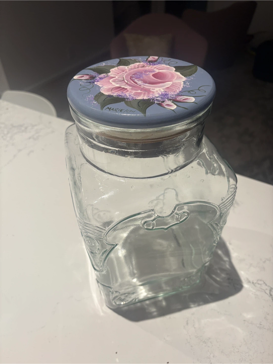 Large Glass Storage Jar with Hand-Painted Lid 🥕