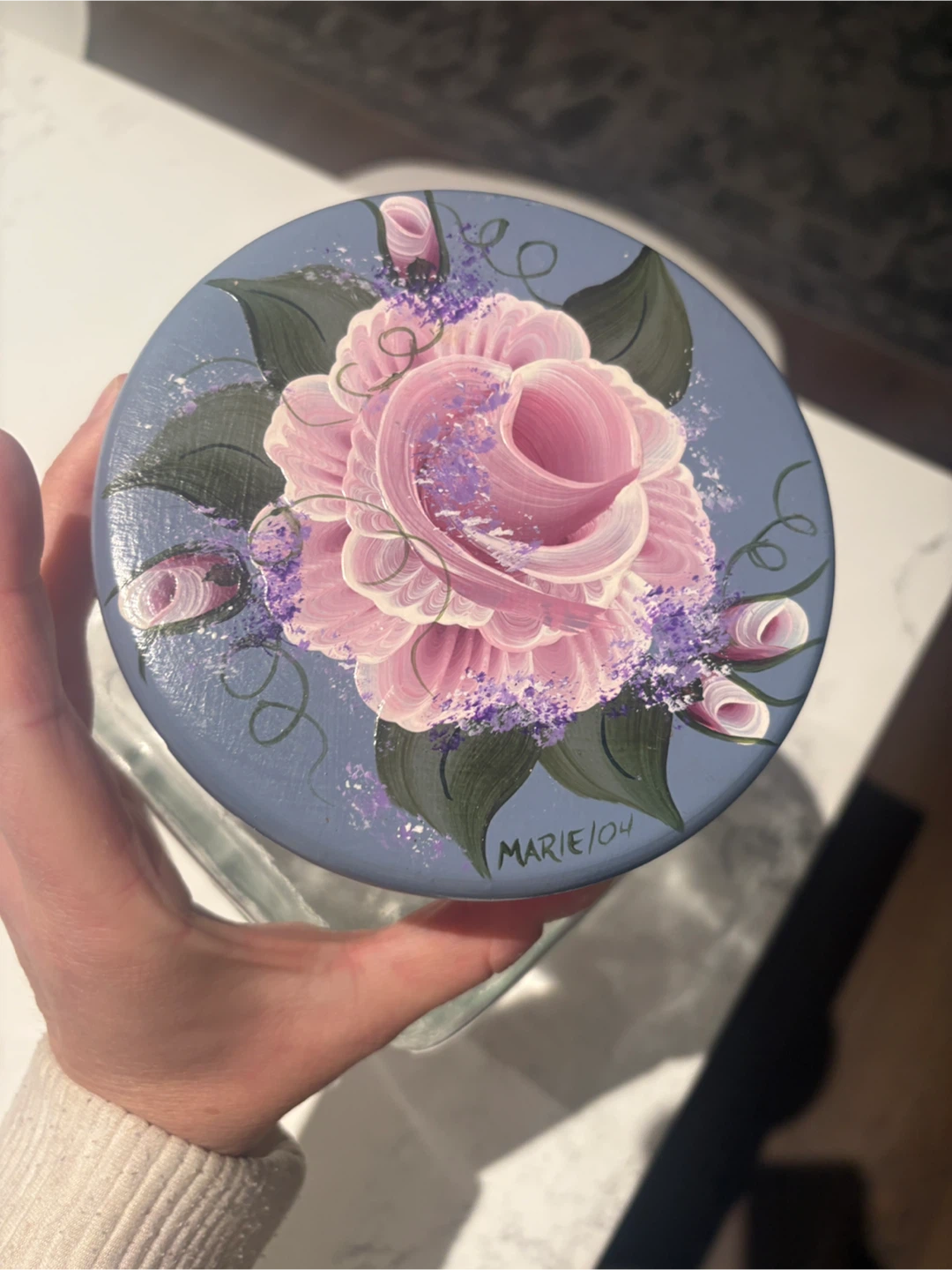Large Glass Storage Jar with Hand-Painted Lid 🥕 - photo 2