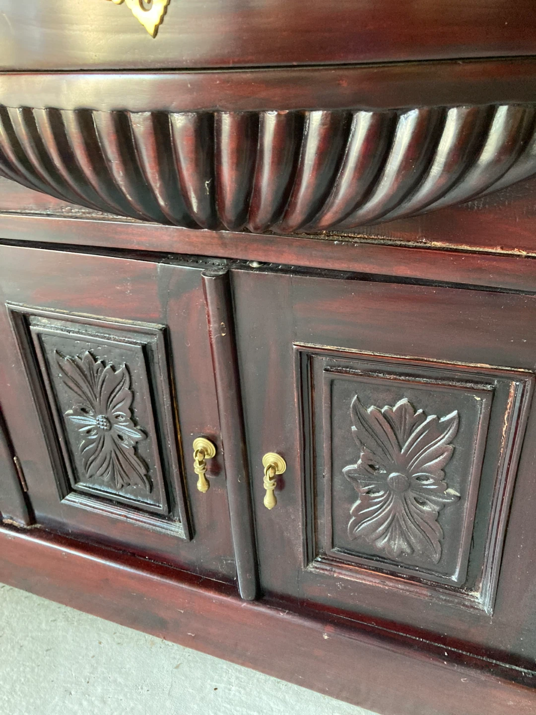 Antique Wood Buffet with Mirror - photo 4