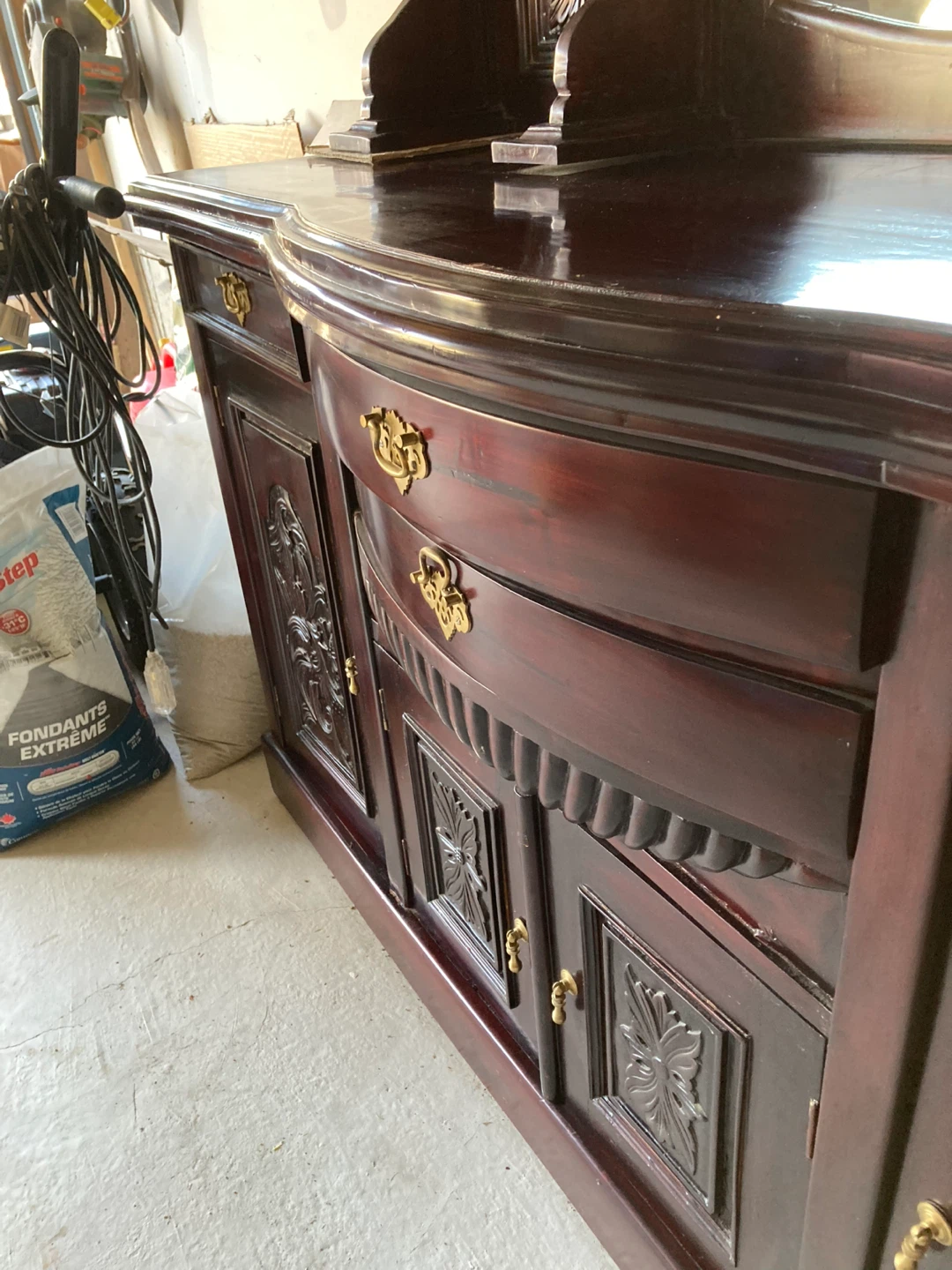 Antique Wood Buffet with Mirror - photo 5