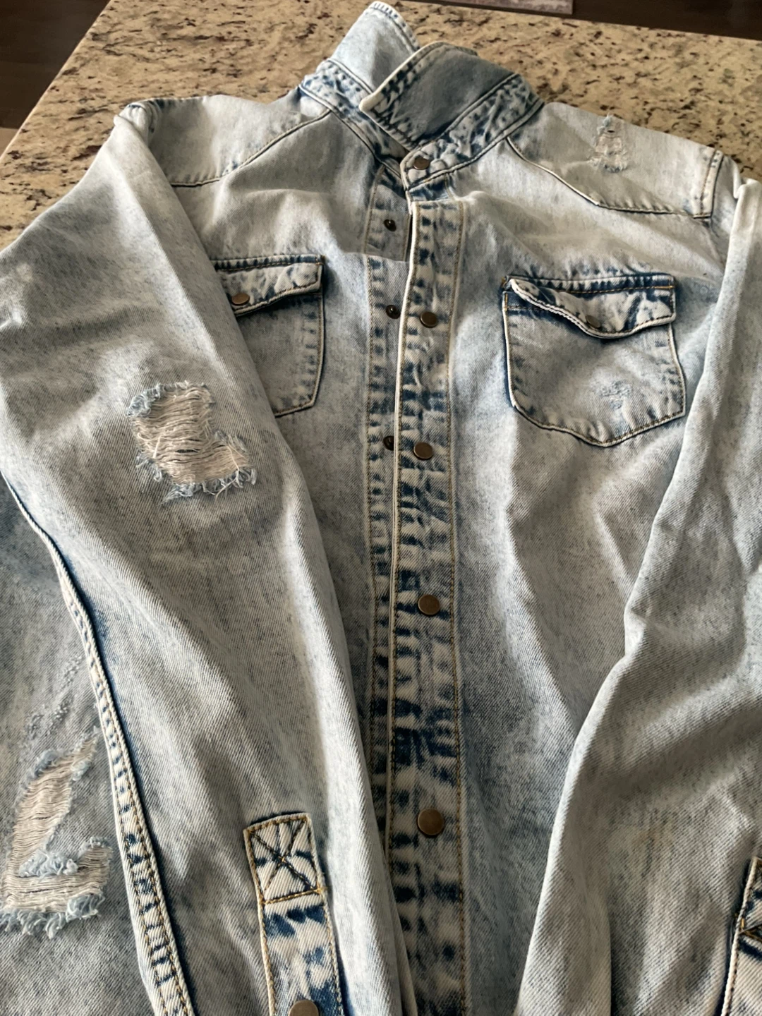 Wild Horse Denim Shirt - Distressed Look