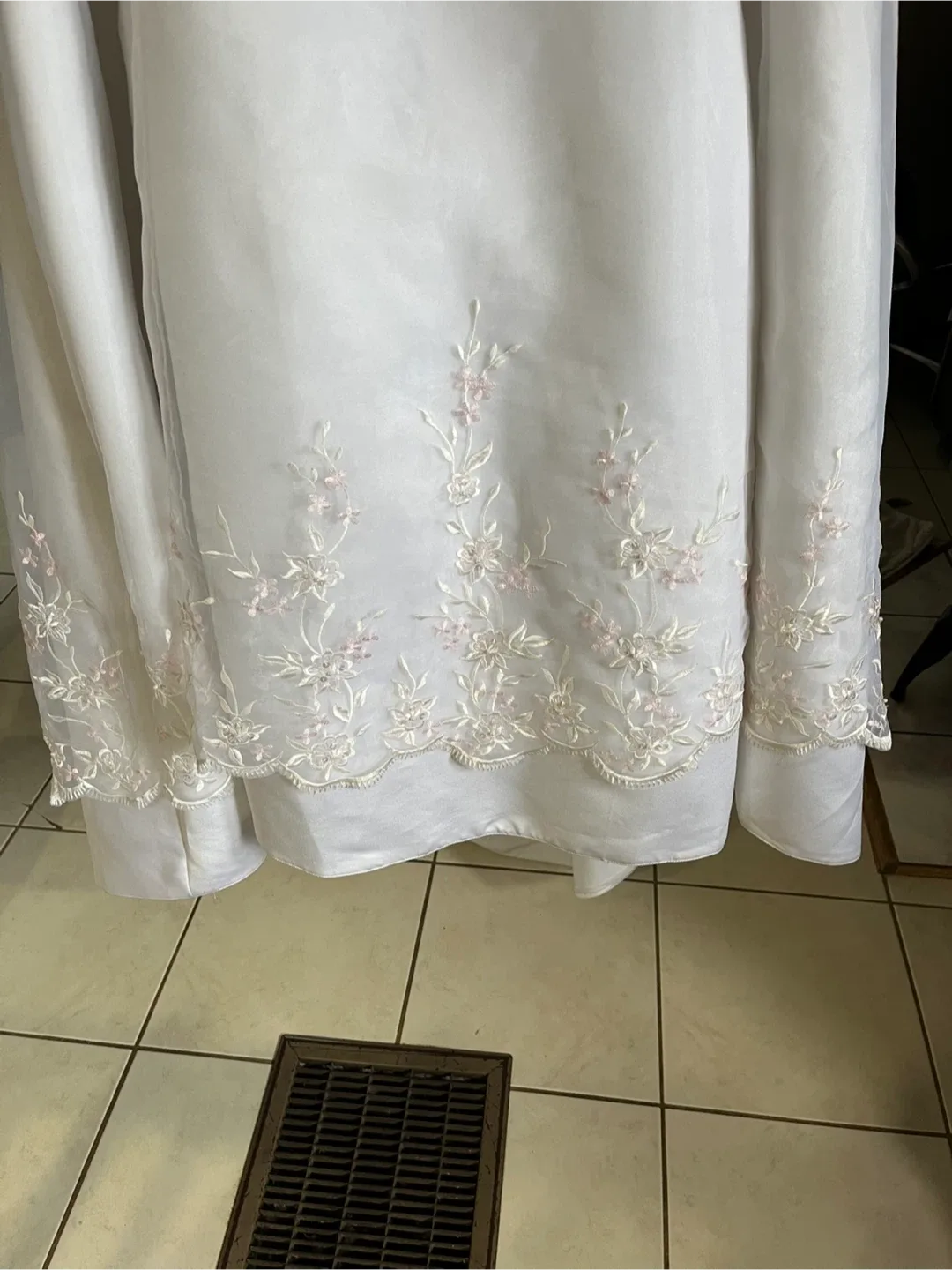 Wedding Dress - White with Pink Floral Embroidery image indicator(6)