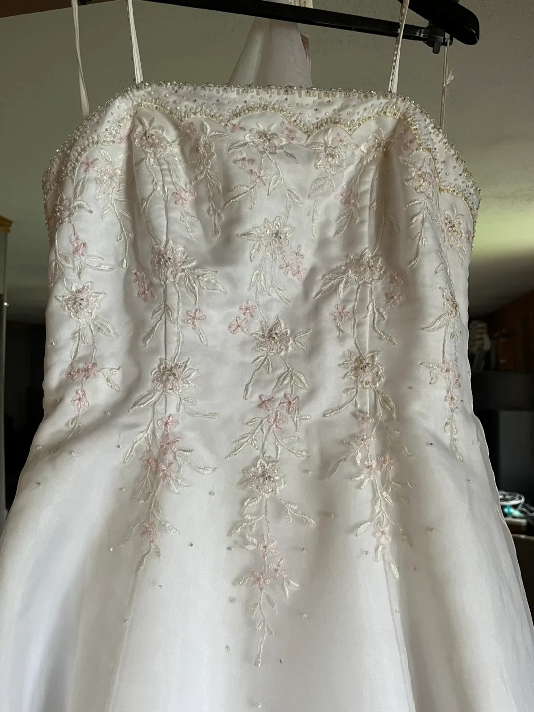 Wedding Dress - White with Pink Floral Embroidery image indicator(2)