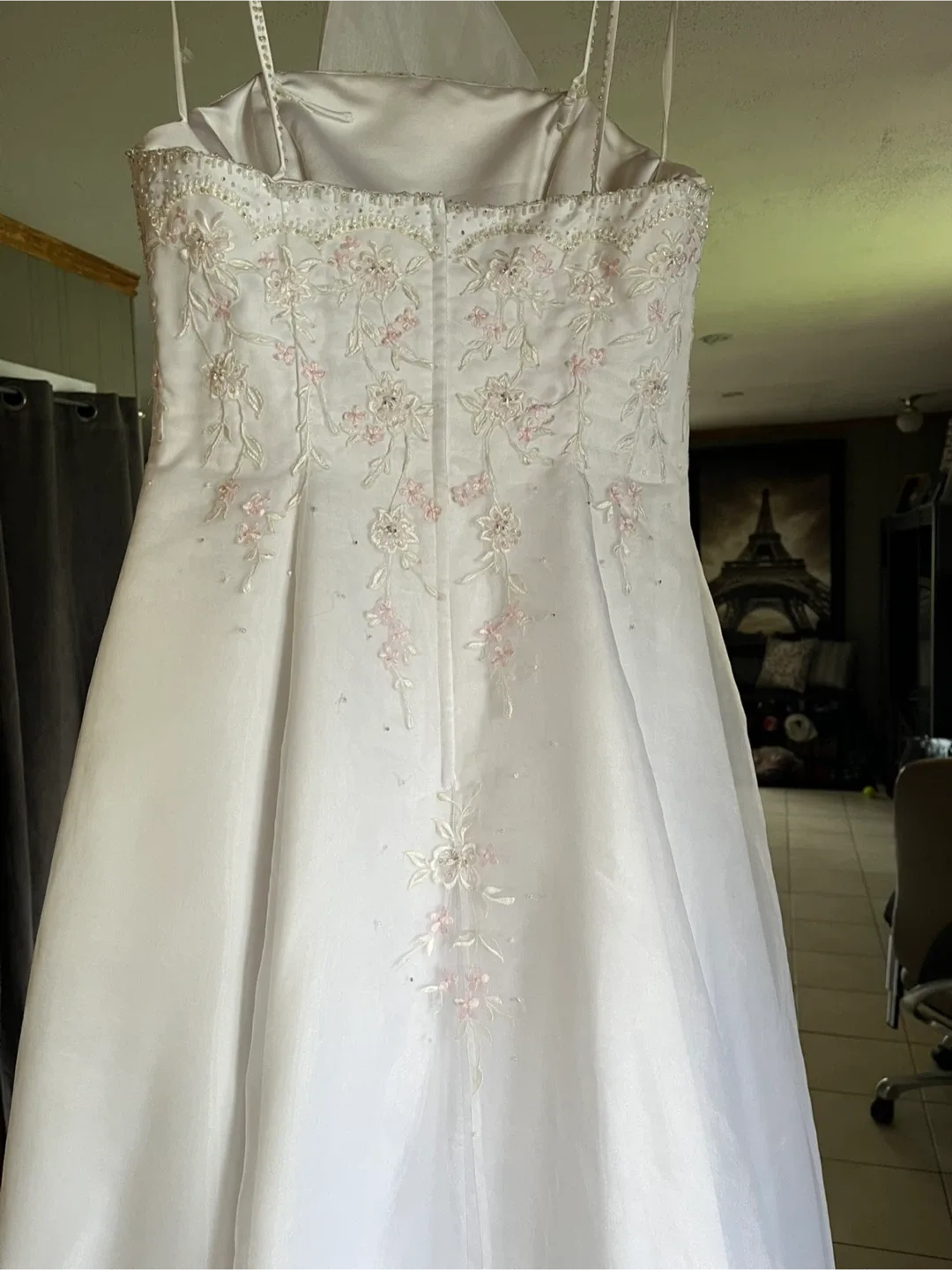 Wedding Dress - White with Pink Floral Embroidery image indicator(3)