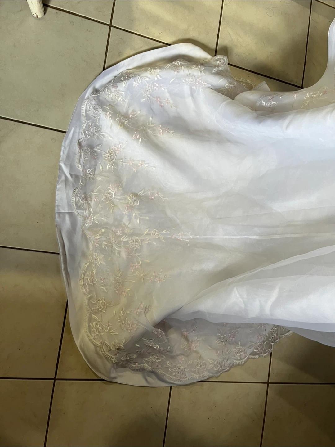 Wedding Dress - White with Pink Floral Embroidery - photo 5