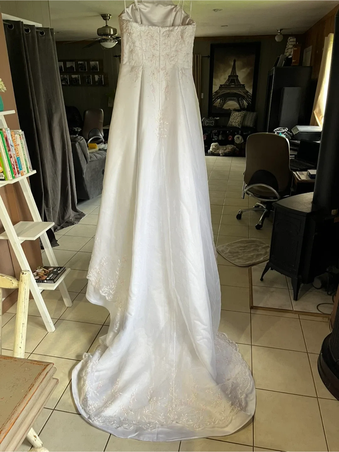 Wedding Dress - White with Pink Floral Embroidery image indicator(4)