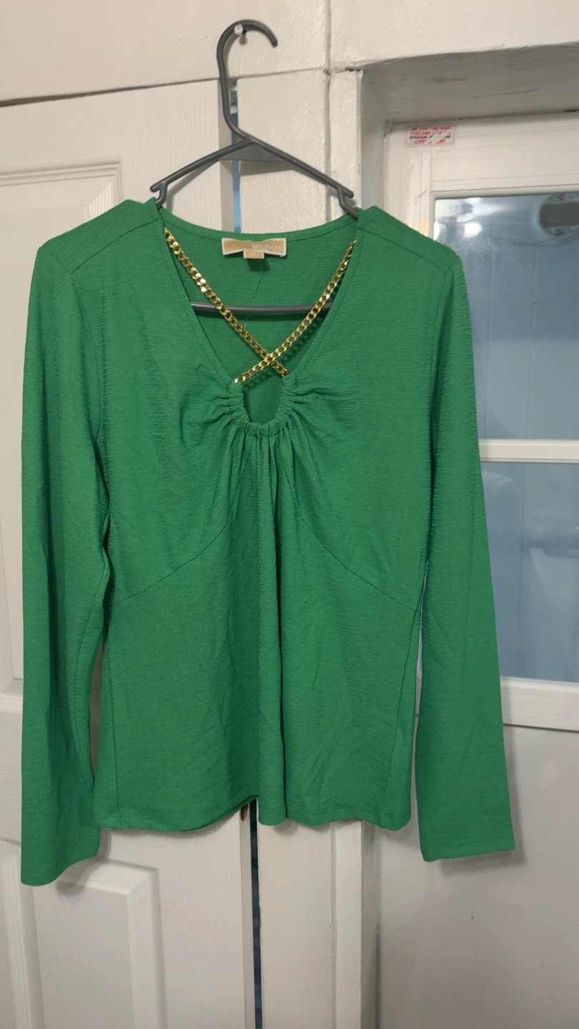 Michael Kors Green Chain Blouse - Size M