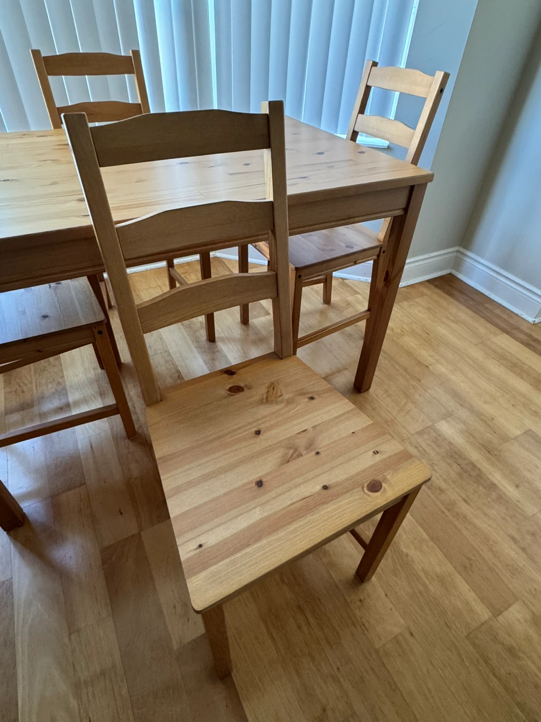 IKEA Solid Pine Dining Table with 4 Chairs - photo 3