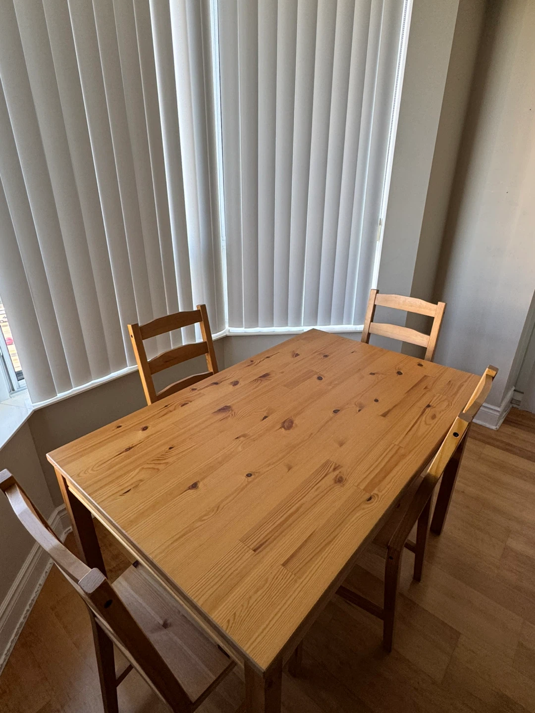 IKEA Solid Pine Dining Table with 4 Chairs