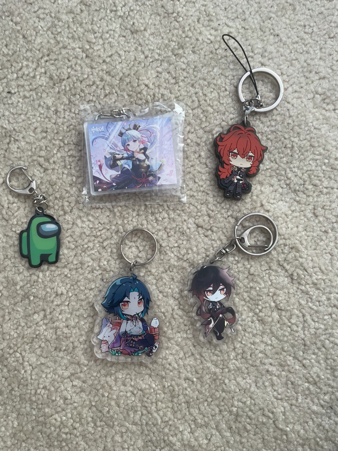 Genshin Impact & Among Us Keychains - Cute!