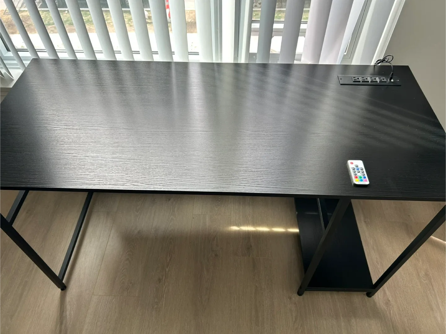 Black Computer Desk with LED Lights image indicator(4)