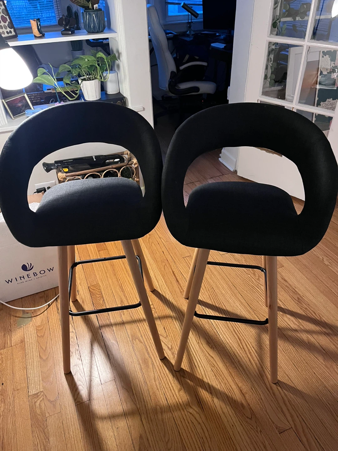 Set of 2 dark blue/grey Bar Stools