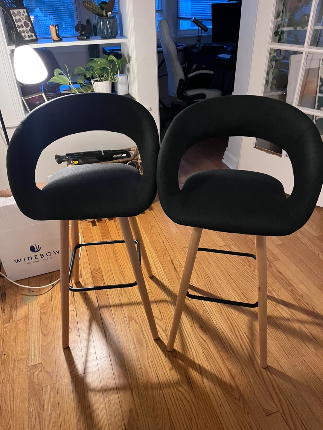 Set of 2 dark blue/grey Bar Stools - photo 2