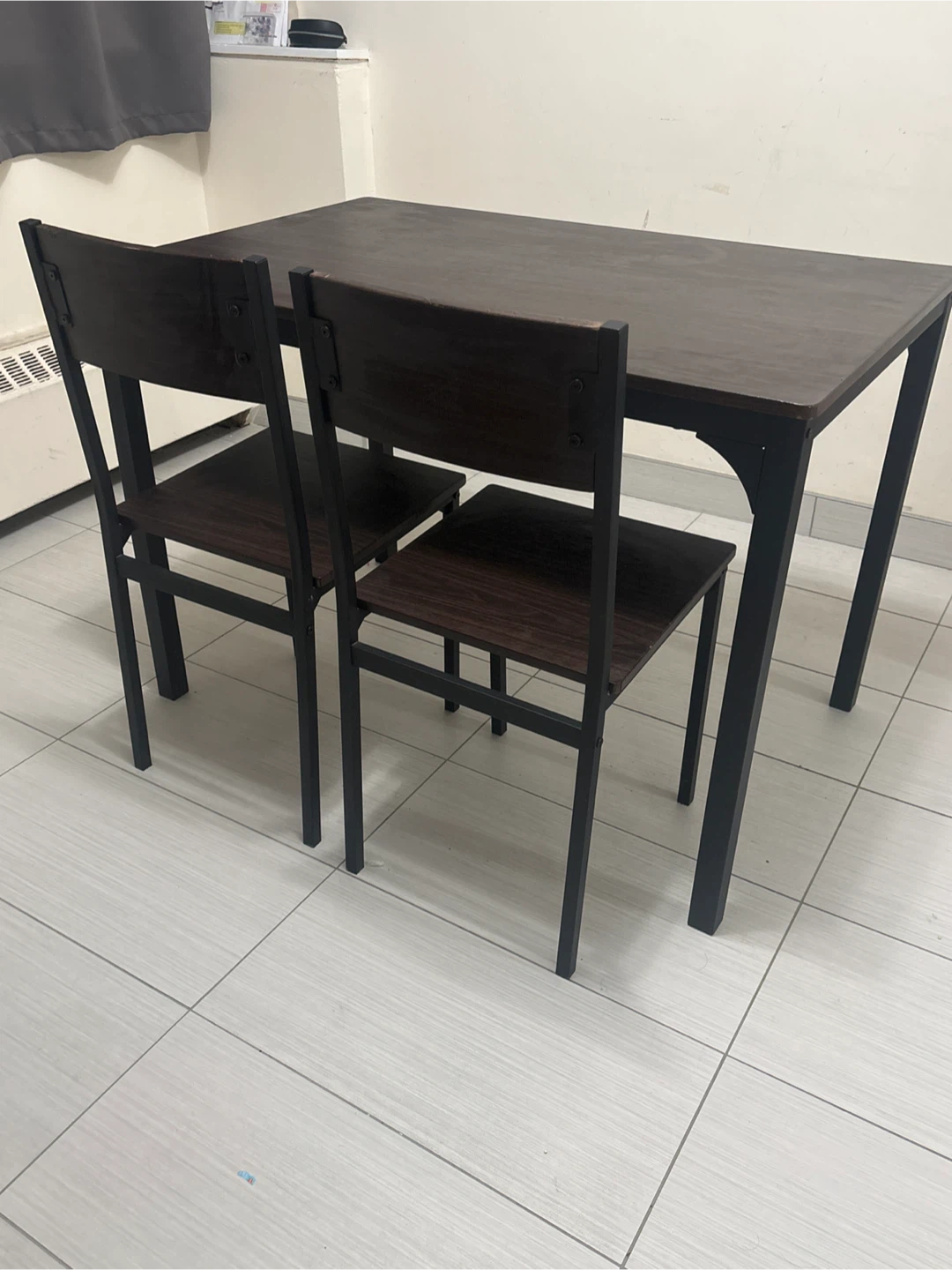 Dining Table with Two Chairs and side table - Dark Brown