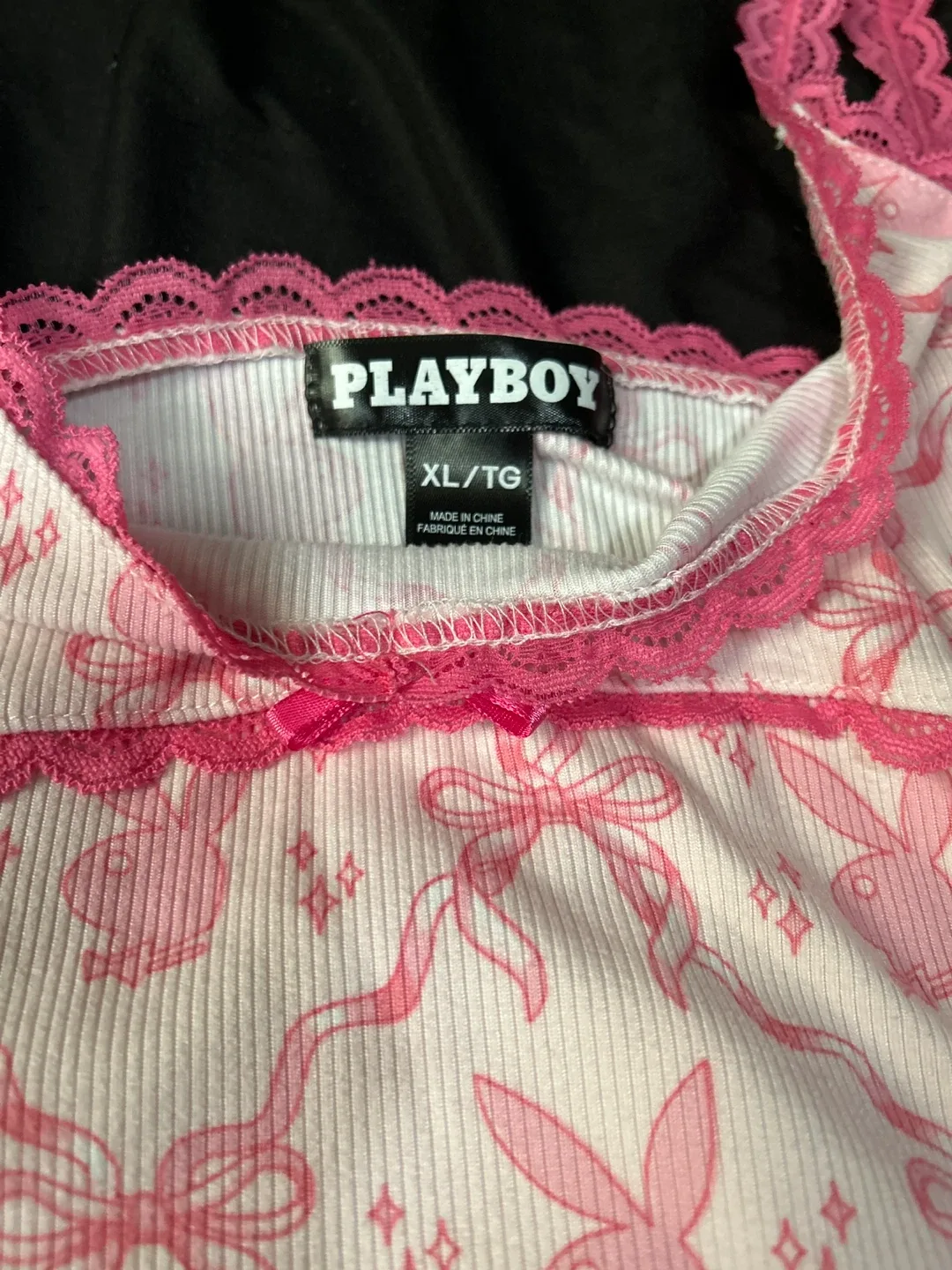 Playboy XL/TG Pink & White Lingerie Set image indicator(2)