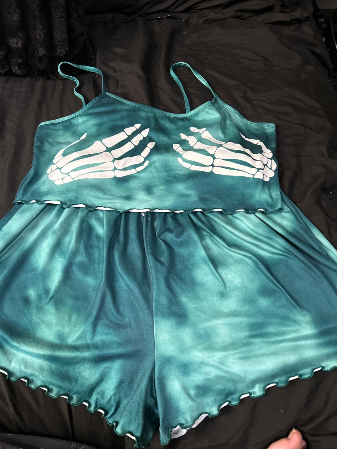 Teal Skeleton Pajama Set - 1XL