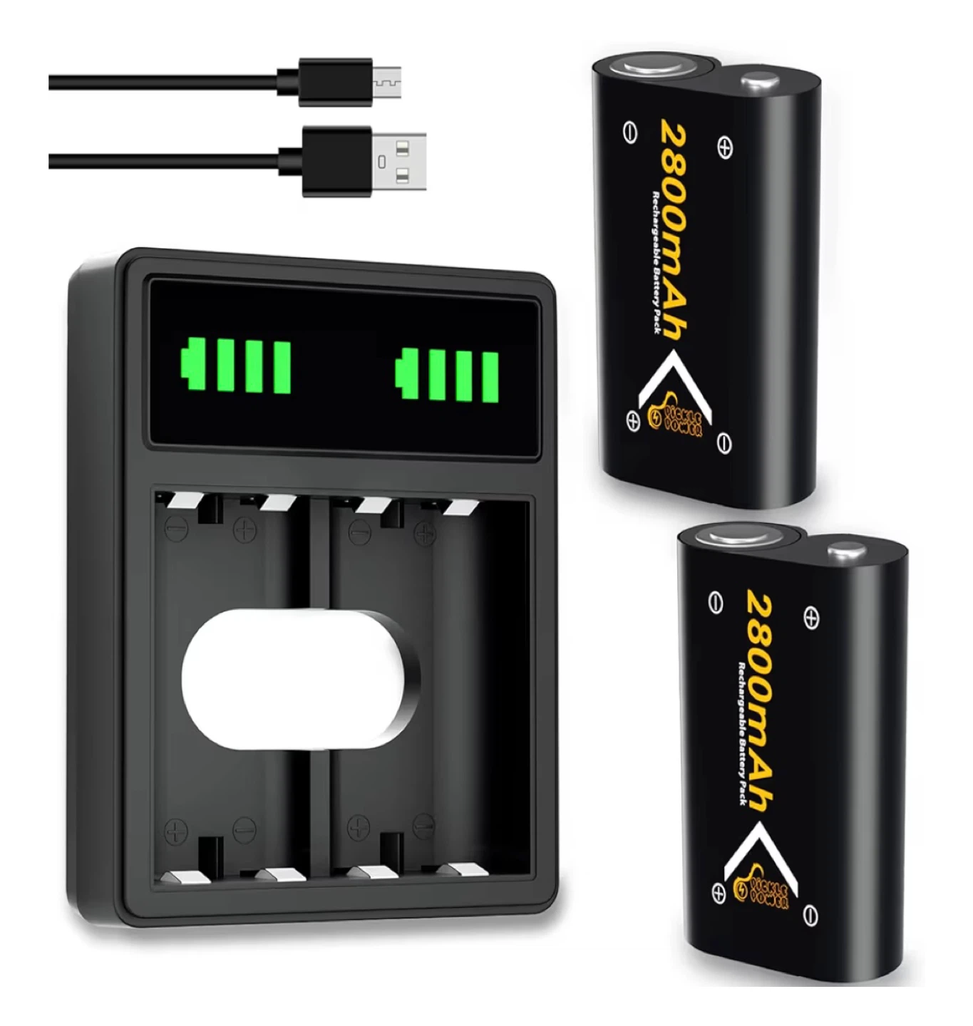 Xbox Controller Battery Pack 2×2800mAh with Charger Station New