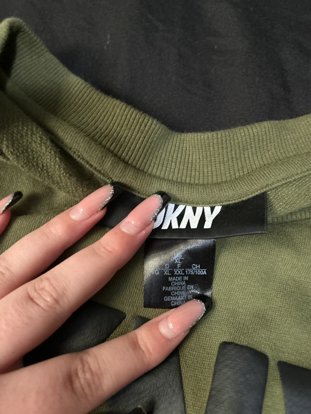 DKNY Olive Green Cropped Sweatshirt - Size XL - photo 2