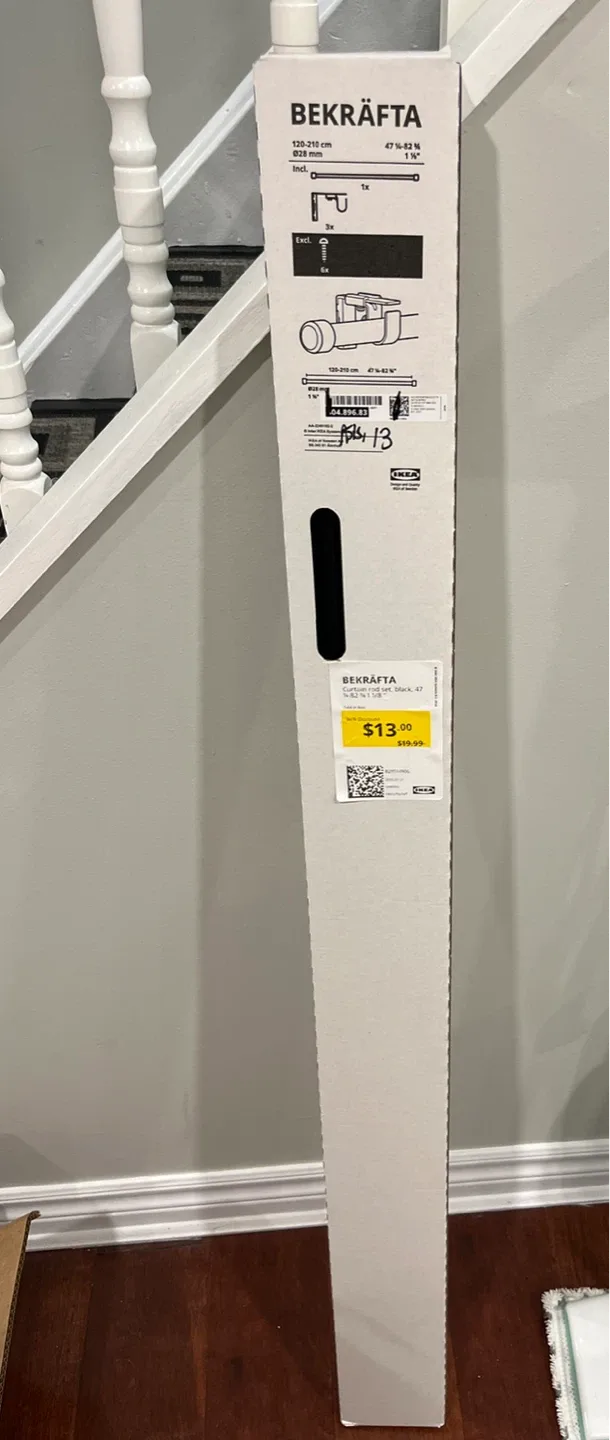 New IKEA BEKRÄFTA Curtain Rod Set, Black, 47-82" image indicator(2)