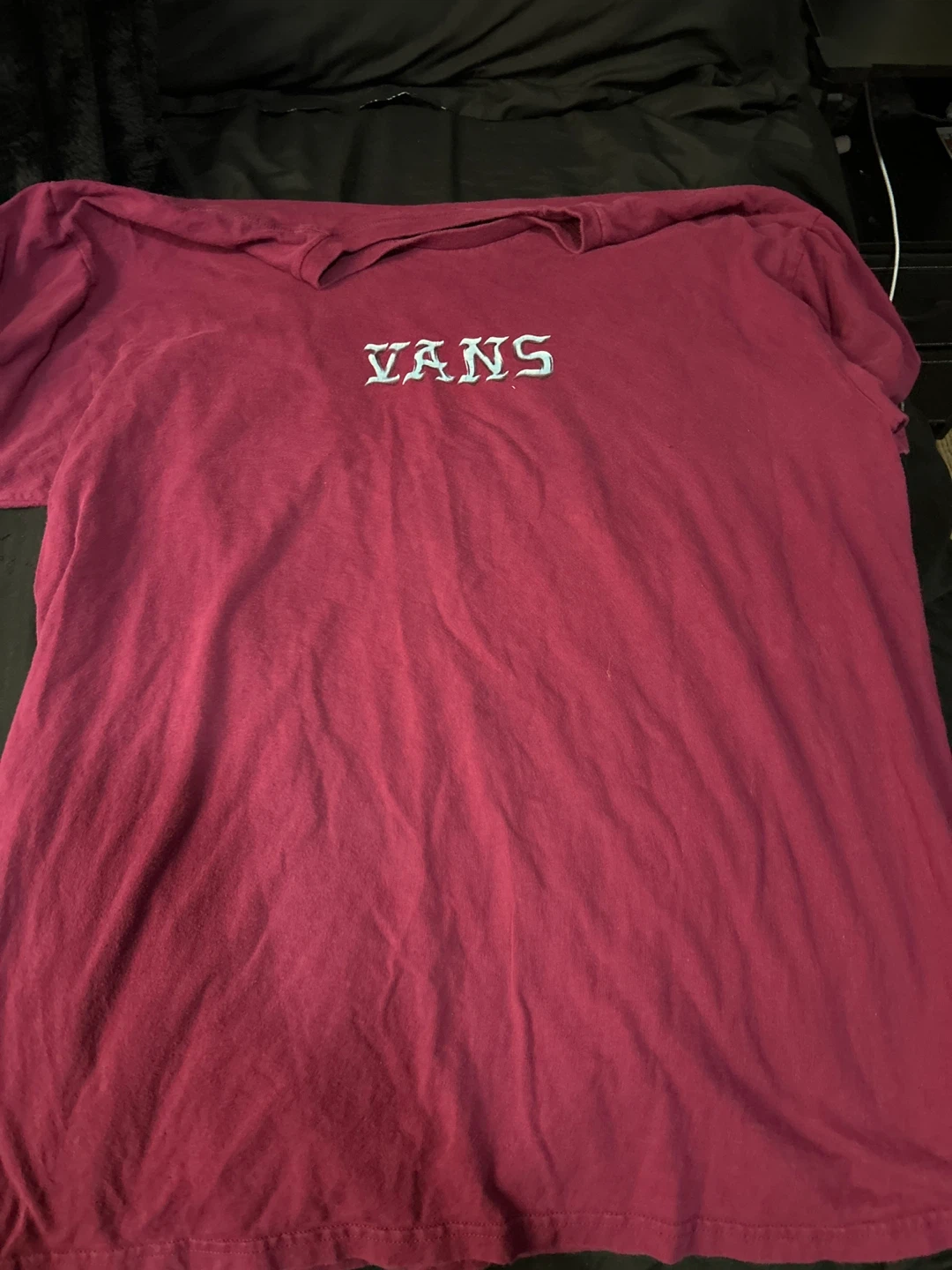 Vans T-Shirt XL Maroon with Floral Bones Design