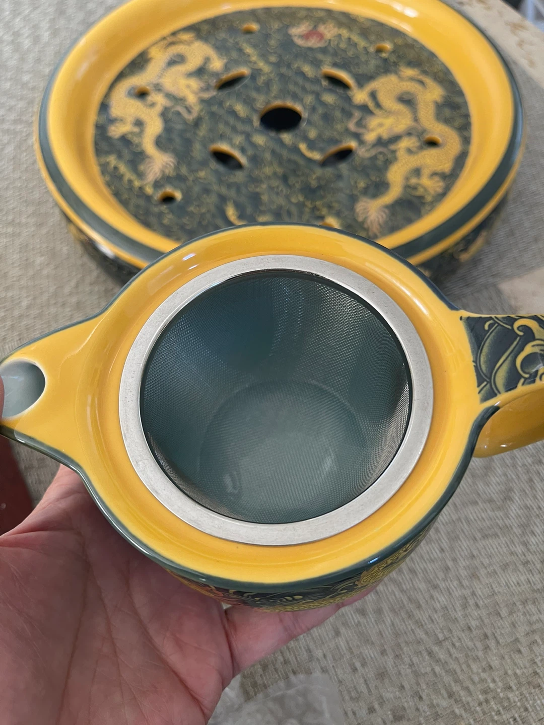 Dragon Design China Tea Set with Tray & 6 Cups - photo 5