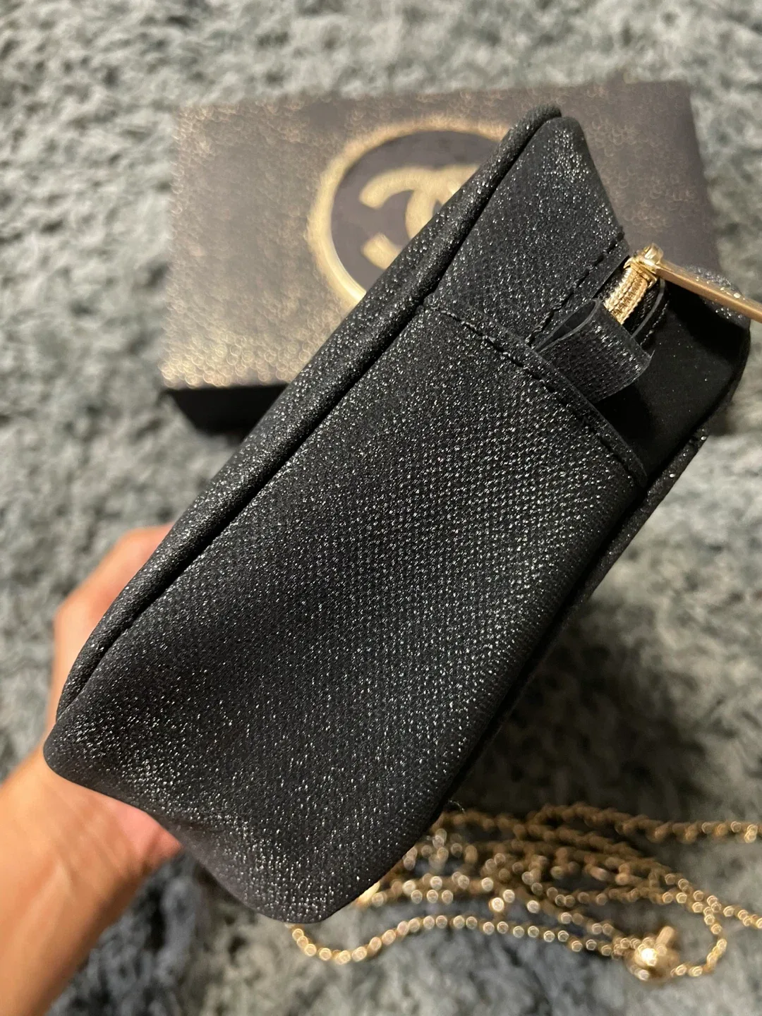 Chanel Black Cosmetic Pouch with Chain - VIP gift image indicator(4)