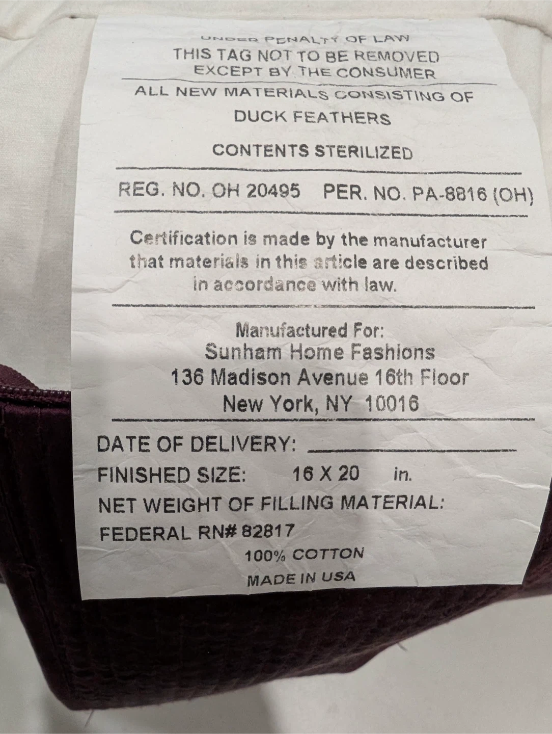 Hugo Boss Pillows - 16x20 in - Burgundy - photo 5