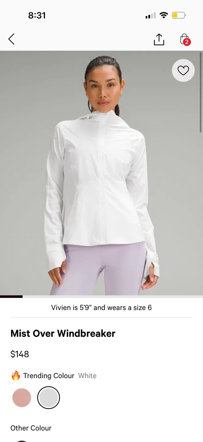 Lululemon Mist Over Windbreaker - White thumbnail