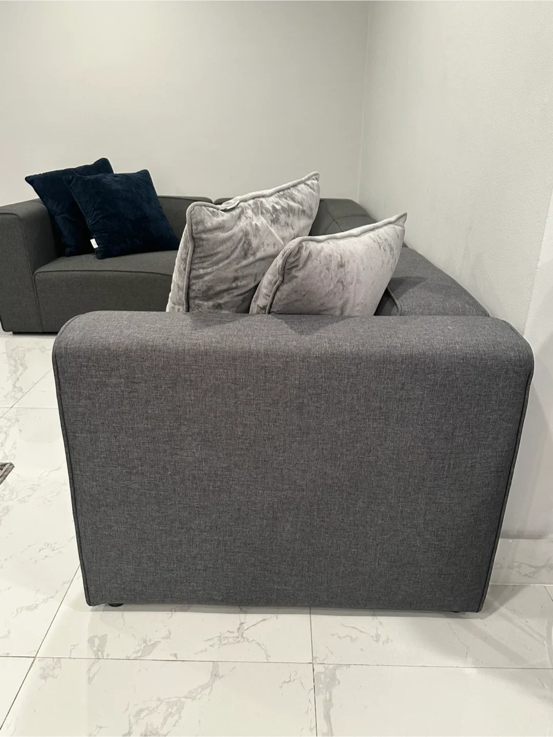 Modern modular sectional grey couch cushion 5-pc 90” image indicator(2)