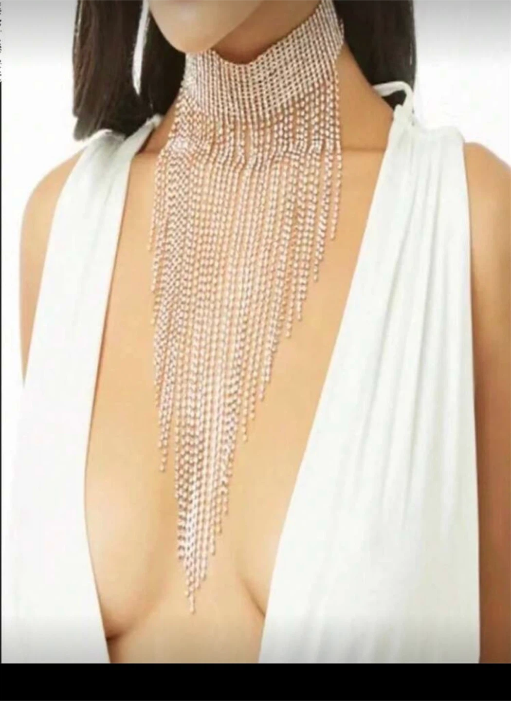 Rhinestone Fringe Choker Necklace - photo 2