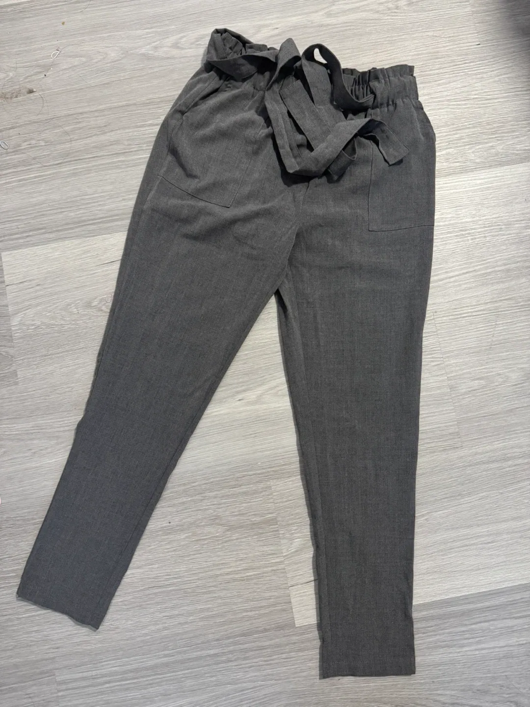 Grey Tie-Waist dressing pants thumbnail