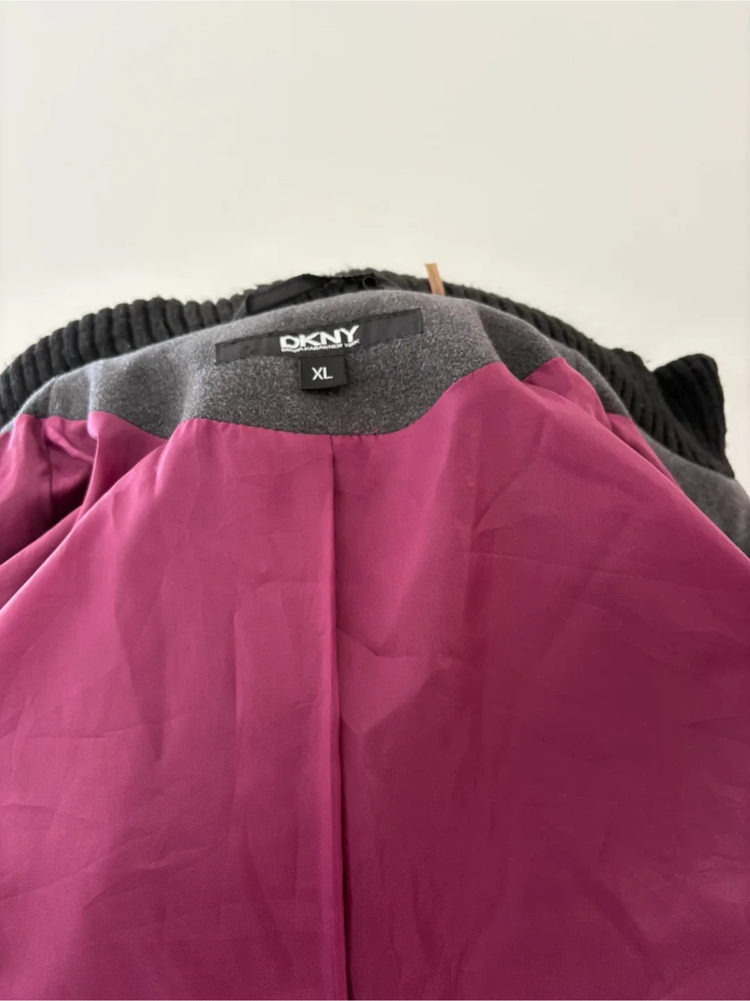 DKNY Gray Hooded Coat Tagged XL fits like S–M image indicator(9)