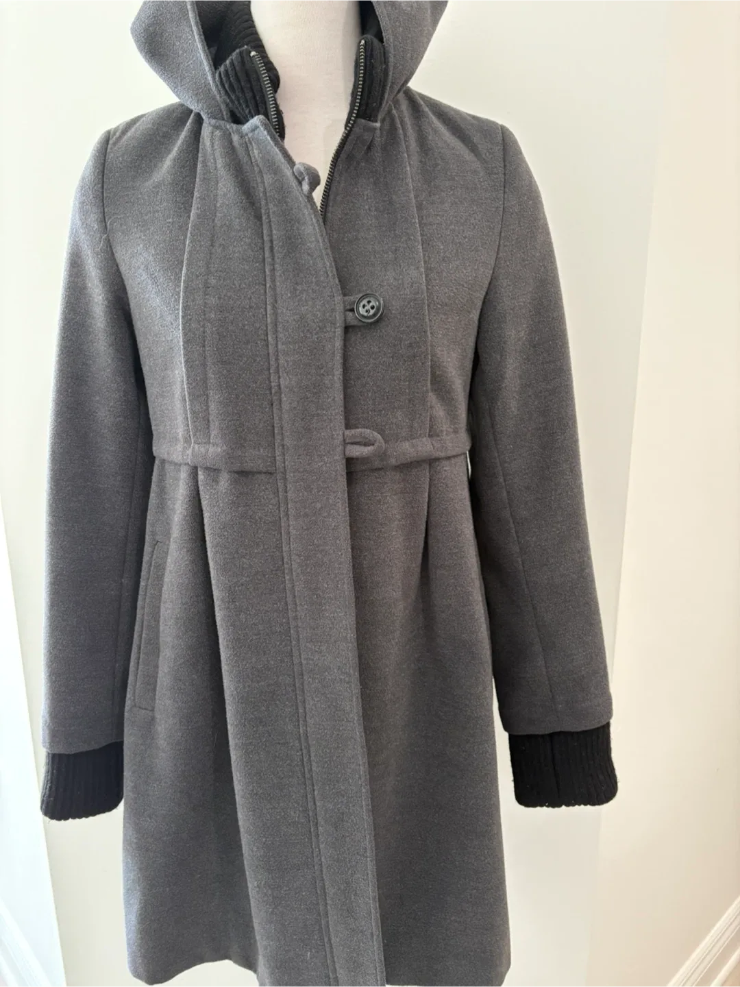 DKNY Gray Hooded Coat Tagged XL fits like S–M image indicator(2)