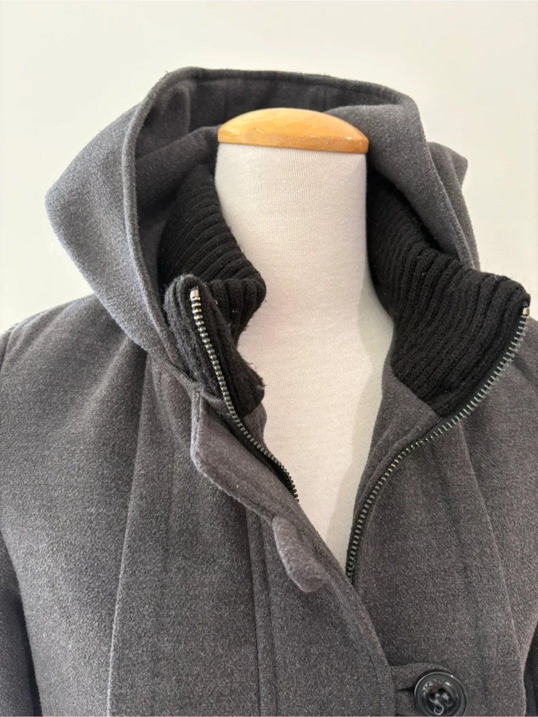 DKNY Gray Hooded Coat Tagged XL fits like S–M image indicator(3)