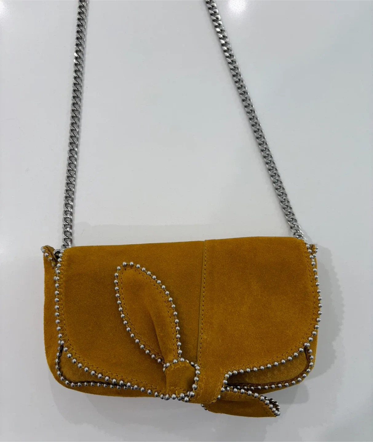 ZARA 100% Leather Suede Marigold Shoulder Bag NWOT image indicator(5)
