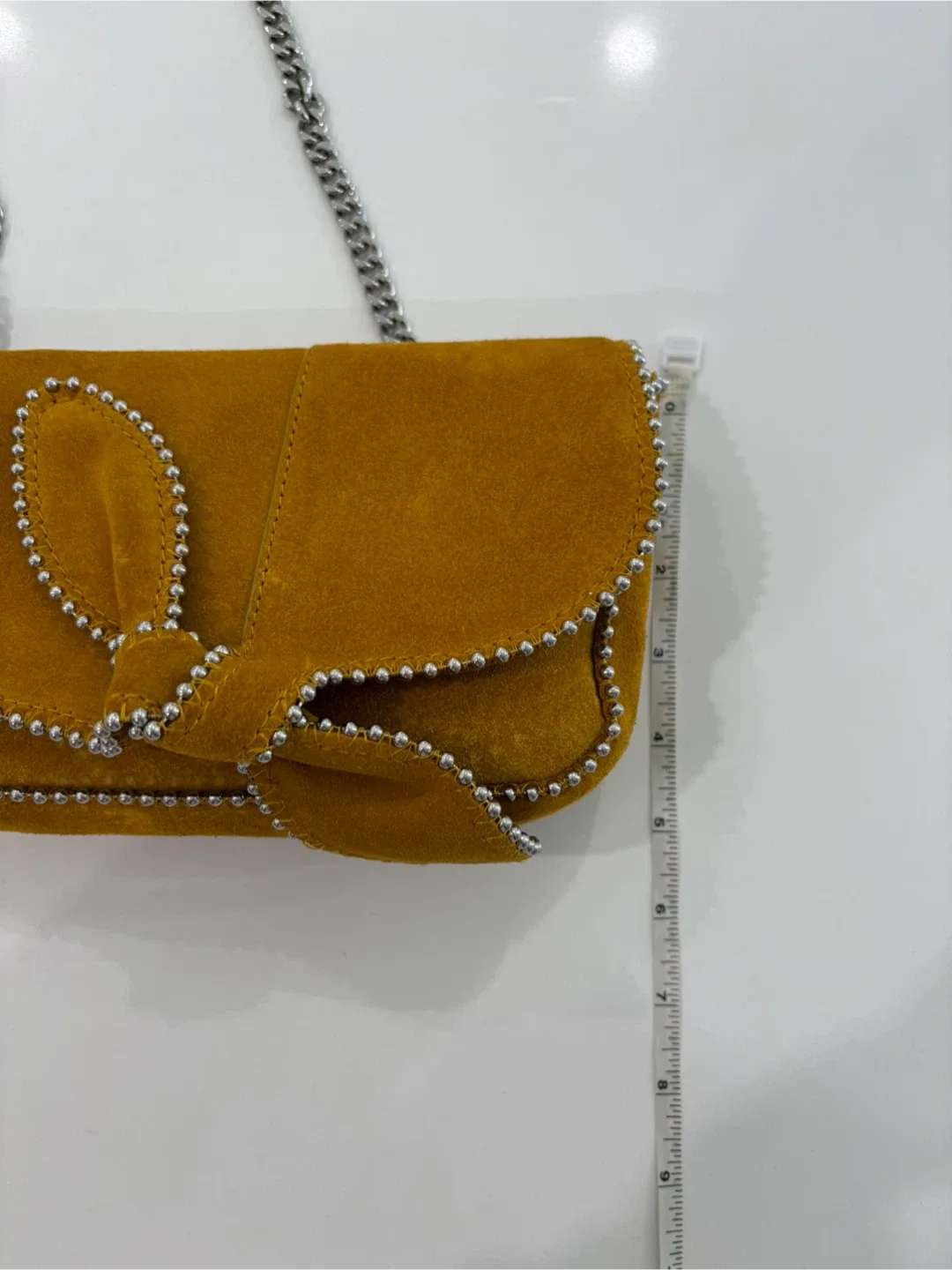 ZARA 100% Leather Suede Marigold Shoulder Bag NWOT image indicator(8)