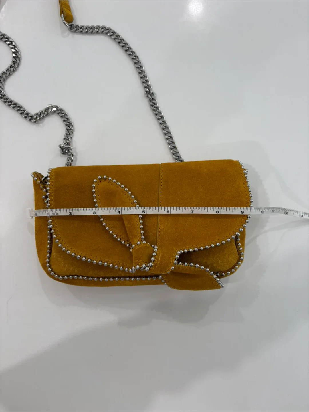 ZARA 100% Leather Suede Marigold Shoulder Bag NWOT image indicator(7)