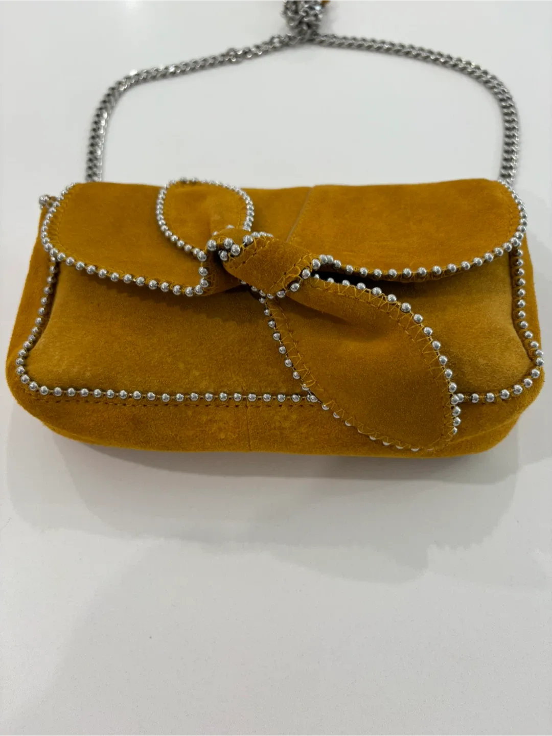ZARA 100% Leather Suede Marigold Shoulder Bag NWOT image indicator(10)