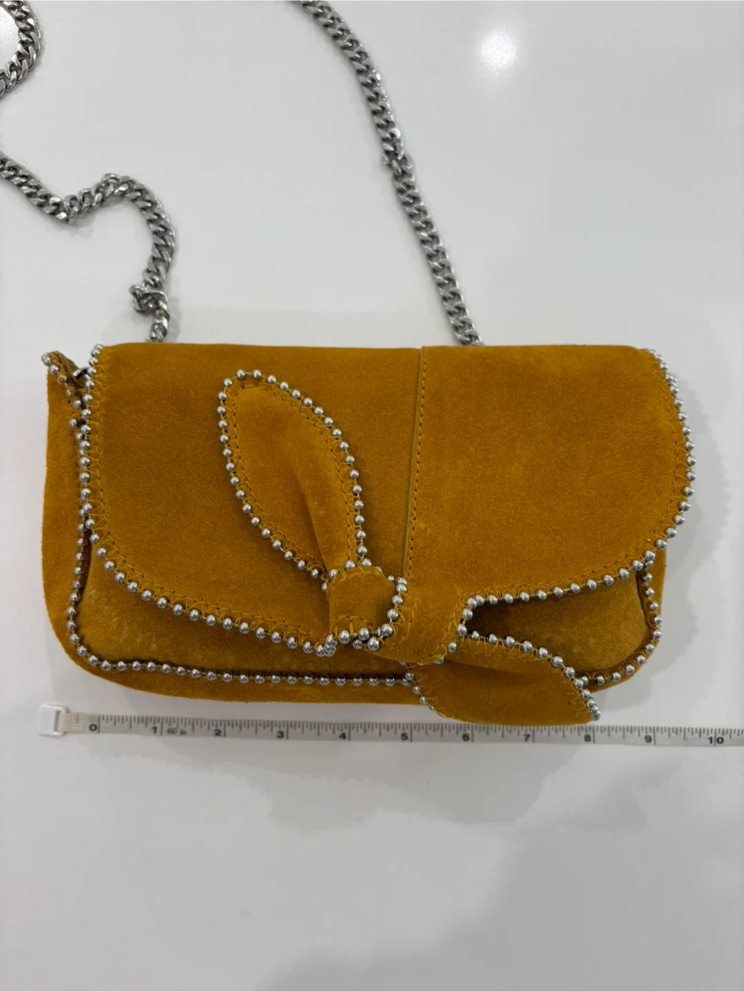 ZARA 100% Leather Suede Marigold Shoulder Bag NWOT image indicator(9)