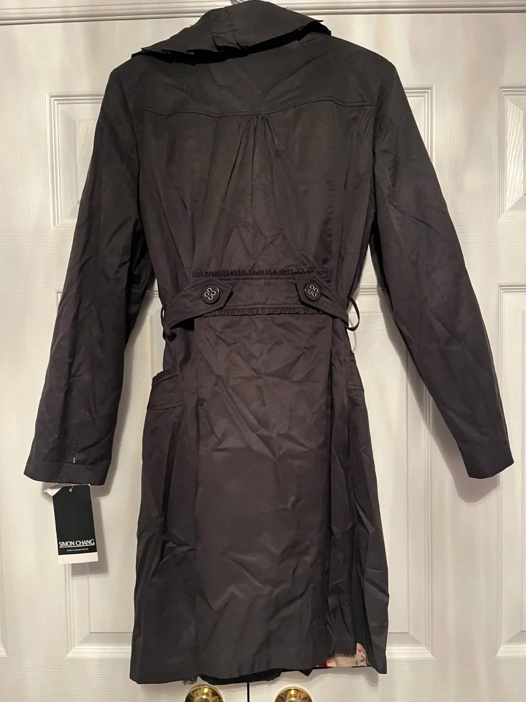 Simon Chang Black Trench Coat - Size 14 image indicator(6)