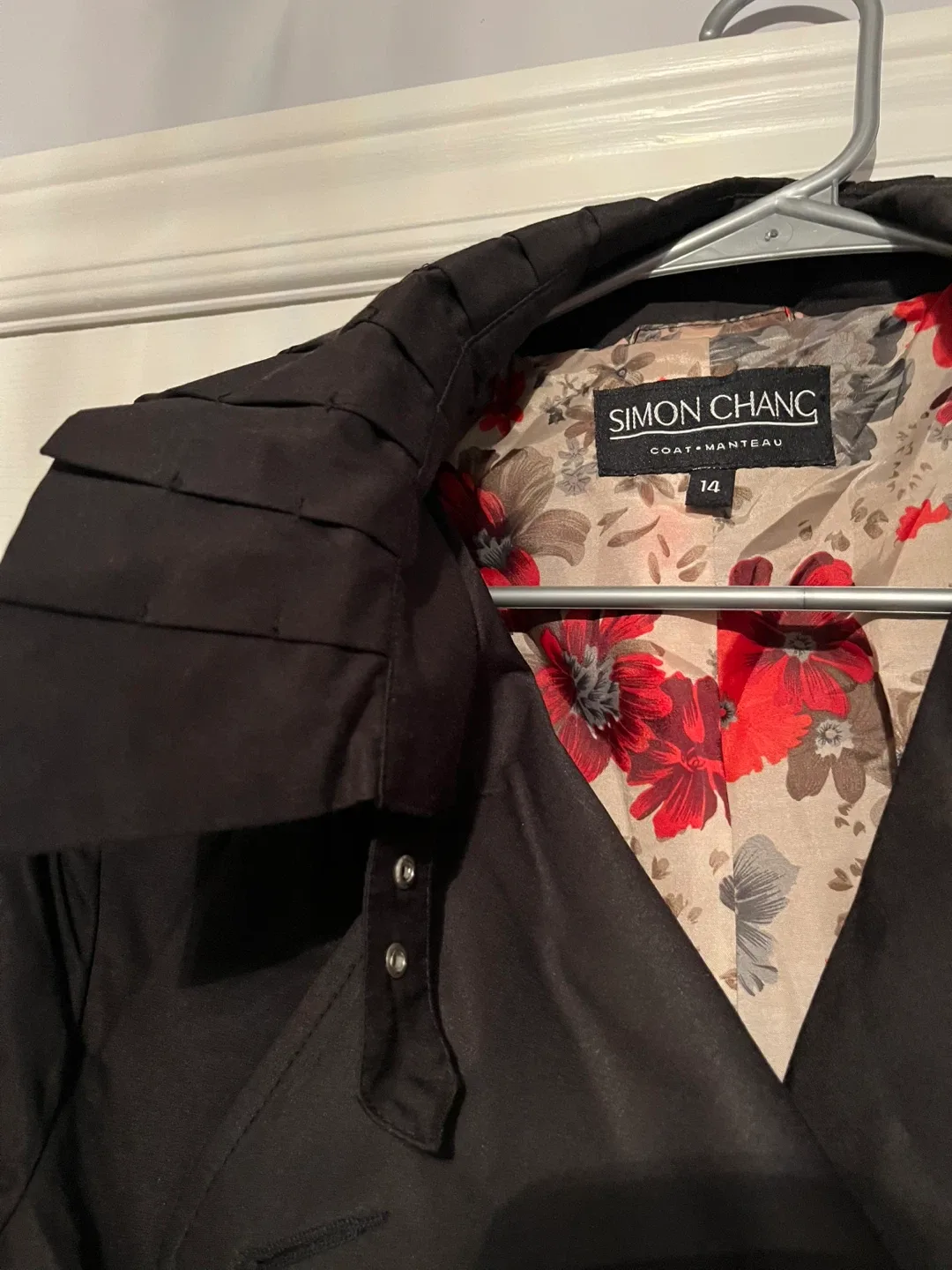 Simon Chang Black Trench Coat - Size 14 image indicator(2)