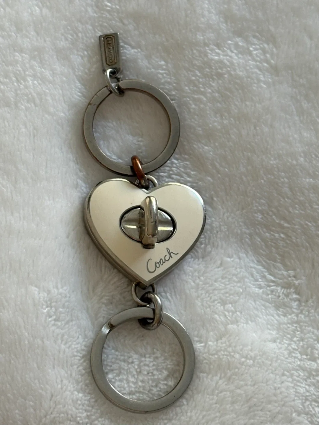 Coach Heart Shaped Kiss Lock Double Keychain image indicator(4)