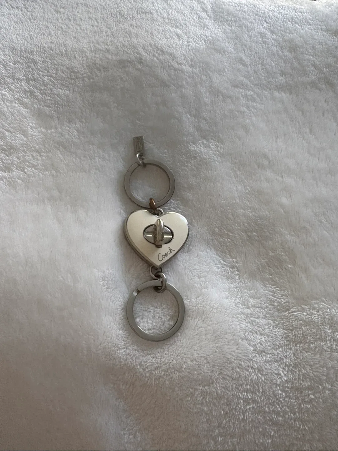 Coach Heart Shaped Kiss Lock Double Keychain thumbnail