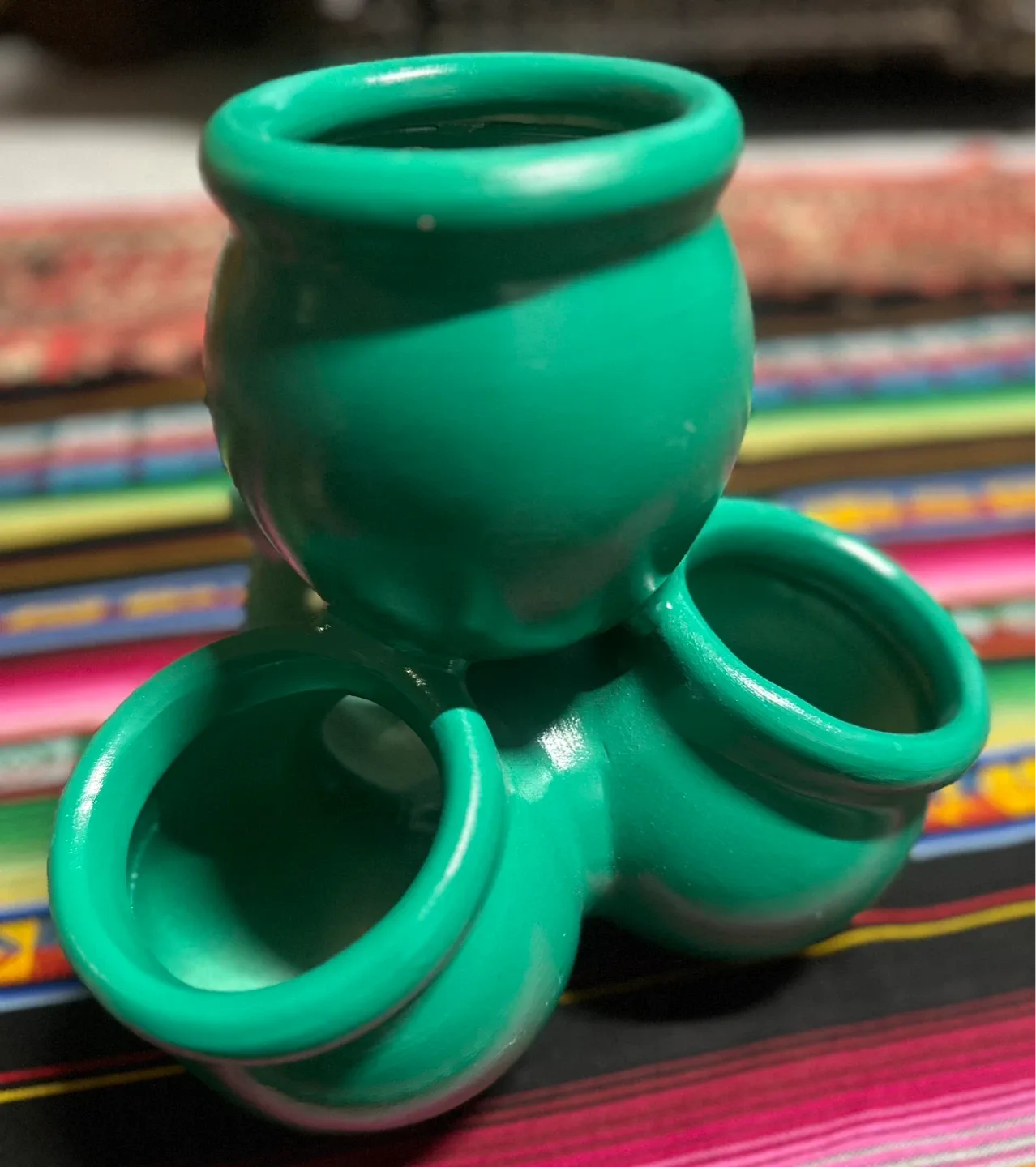 Green Ceramic Triple Vase thumbnail