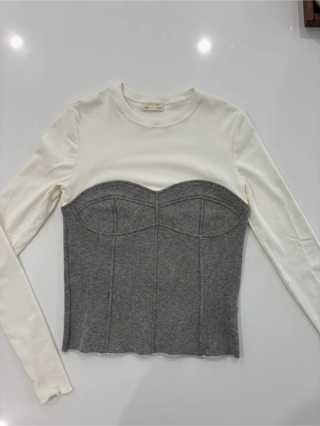 Zara W&B Corset Top - Size M image indicator(7)