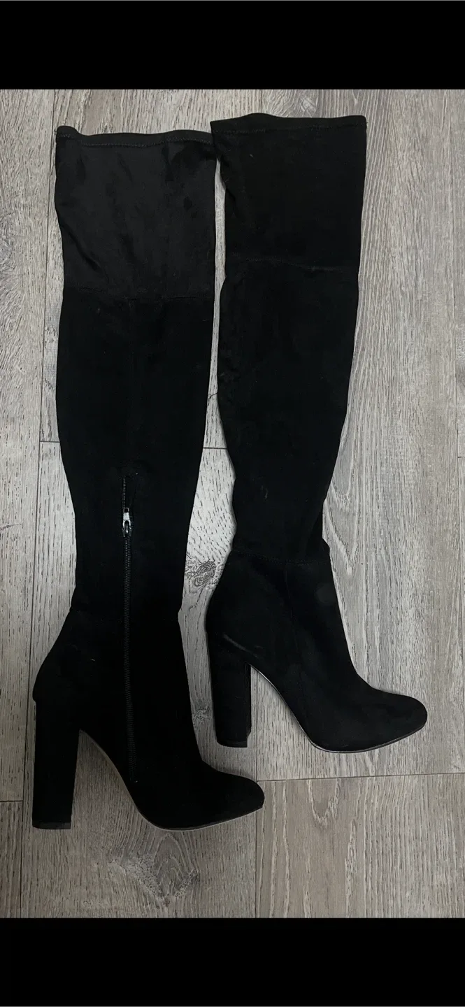 Aldo Black Suade Over the Knee Boots