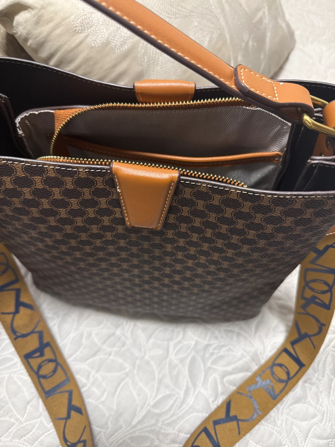 Brown Patterned Bucket Bag - photo 3