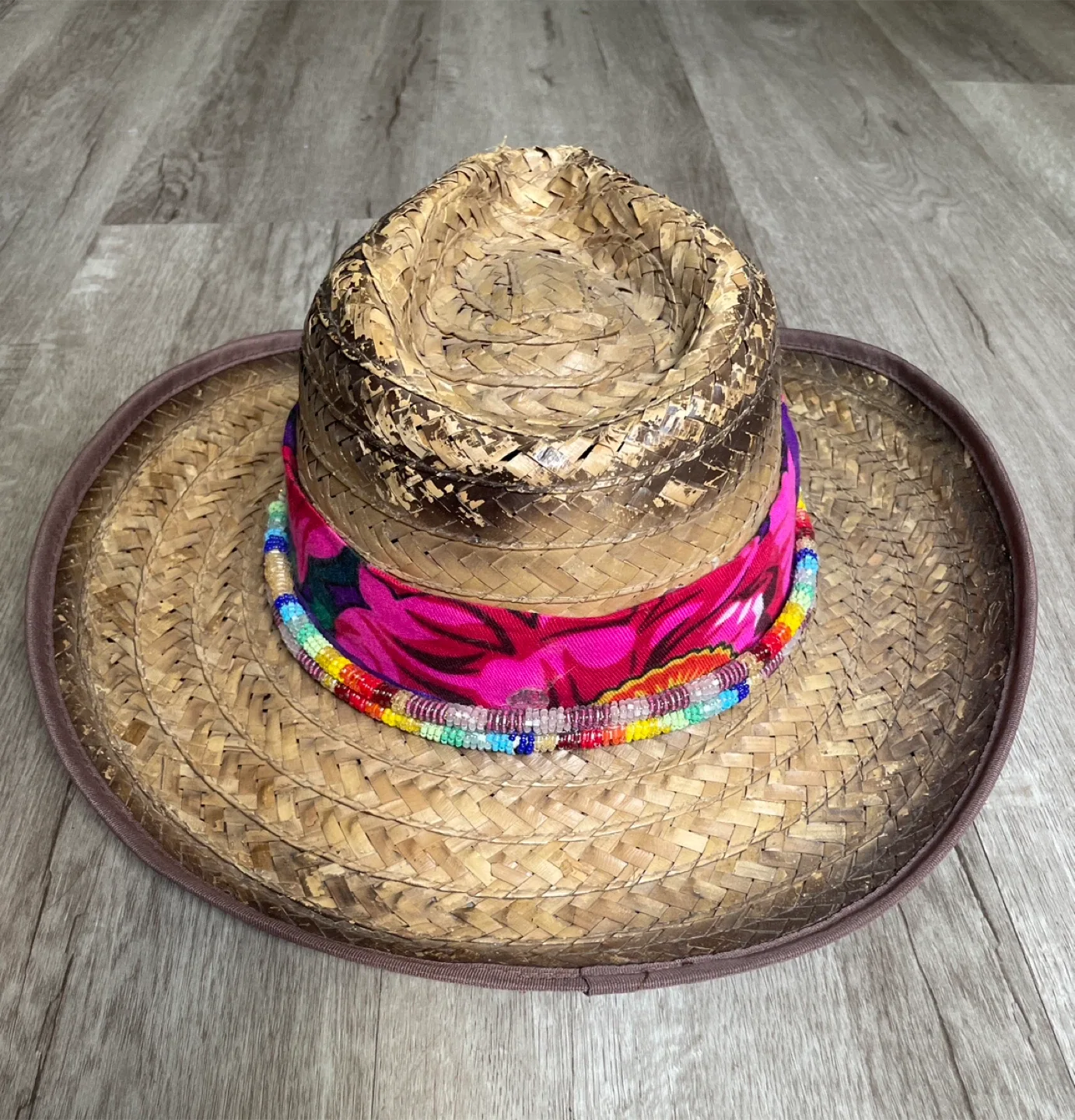 Straw Cowboy Hat with Colorful Beaded Band image indicator(2)